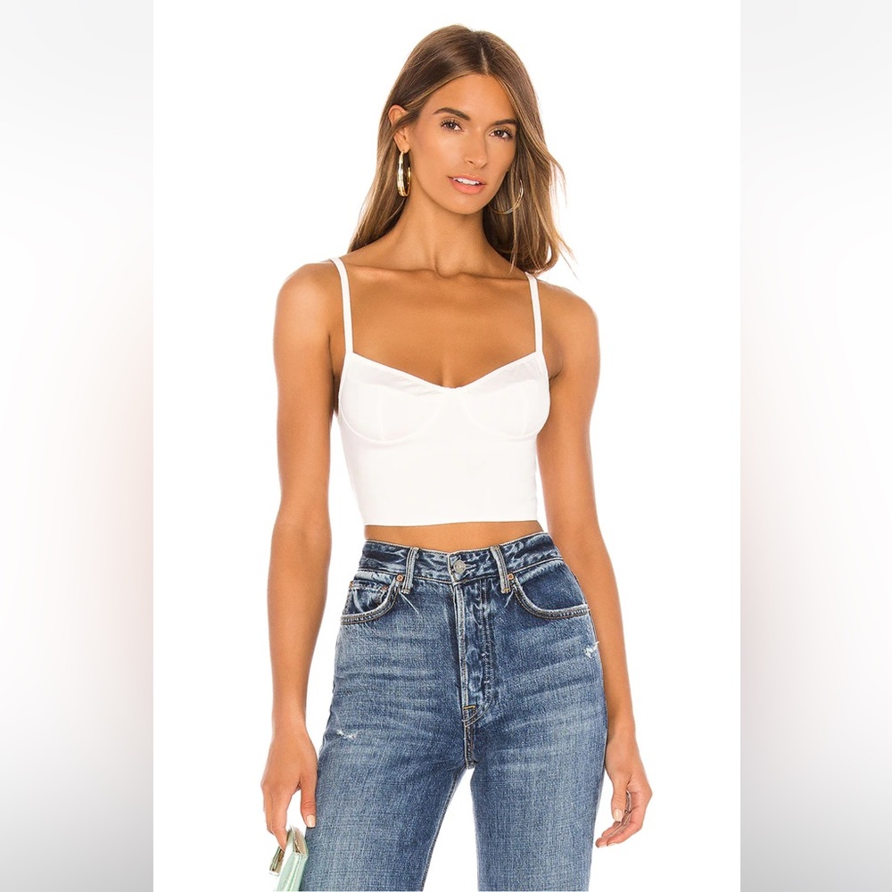 Cutlass Solid Bustier Crop Tank in Ivory by Indah